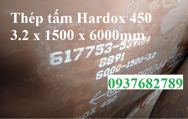 Thép tấm hardox 450 dày 3.2mm