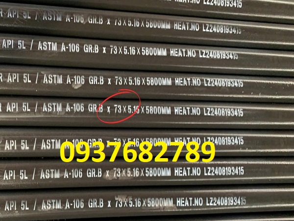 Thép ống phi 73x4.78( dày 4.78mmlyli)ASTM A106/API5L/A53/X52/SCH40/SCH80